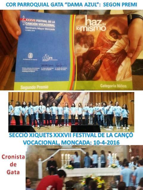 EL COR INFANTIL DE LA PARRÒQUIA DE GATA OBTÉ EL SEGON PREMI (secció xiquets) AL FESTIVAL DE LA CANÇÓ VOCACIONAL (*VI aniversari blog*)