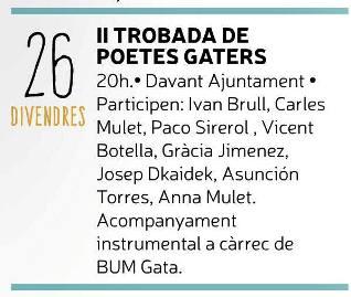 GATA, ART AL VENT 2016: AQUESTA SETMANA QUE ENTRA MÉS ACTIVITATS CULTURALS