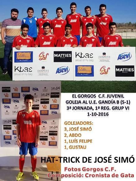 GOLEJADA DEL GORGOS C.F. JUVENIL (5-1) I TRES PRIMERS PUNTS