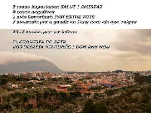 EN CINC HORES, DONAREM LA BENVINGUDA AL NOU ANY 2017: la meua felicitació per a tots