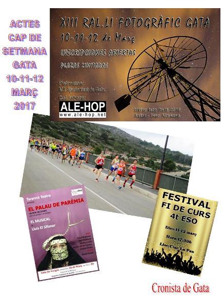 MOLTES ACTIVITATS PER AL CAP DE SETMANA A GATA: fotografia, atletisme, musicals,