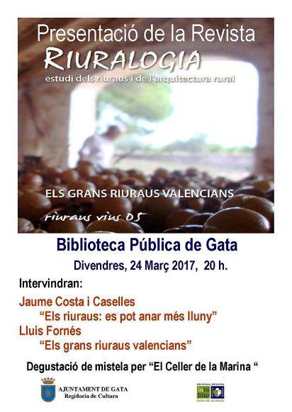 DEMÀ DIVENDRES 24, A LA BIBLIOTECA DE GATA: PRESENTACIÓ DE LA REVISTA RIURALOGIA 5