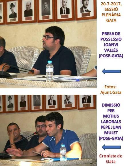 GATA, PSOE: NOU REGIDOR, JOANVI VALLÉS. DIMITEIX PEPE JUAN MULET