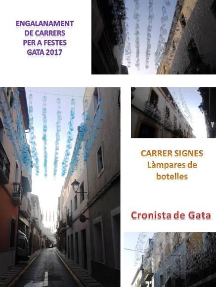 IMATGES DE FESTA (GATA): el carrer Signes s'engalana de làmpares de botelles