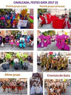 FESTES GATA 2017: MULTITUDINÀRIA I COLORIDA CAVALCADA DE GRUPS A PEU I CARROSSES ( I )