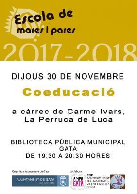 HUI DIA 30 COMENÇA LESCOLA DE MARES I PARES DE GATA. Hi haurà 5 xerrades fins el 22 de març