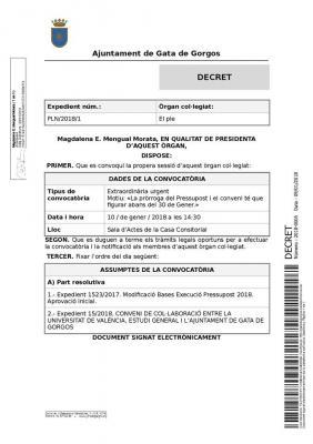 HUI DIA 10, PLENARI EXTRAORDINARI I URGENT (14.30 h.)