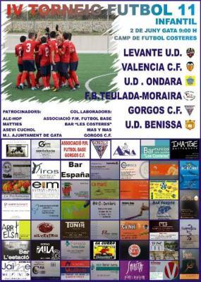 DISSABTE DIA 2, TORNEIG DE FUTBOL 11 ENTRE EL LÍDER INFANTIL DEL GORGOS, ONDARENSE, BENISSA, TEULADA-MORAIRA, LEVANTE I VALÈNCIA