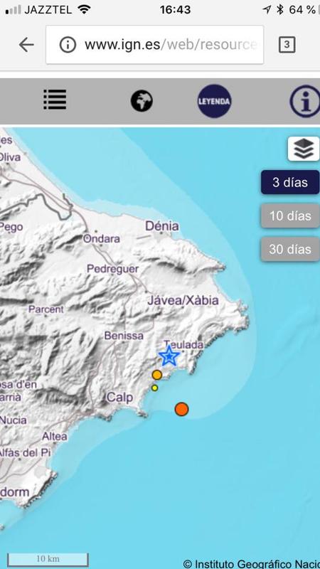 GATA HO HA NOTAT: NOVA RÈPLICA (2,9 a les 16,35 -SE de Teulada) DEL TERRATRÈMOL D'AQUESTA MATINADA (3,1, Calp)