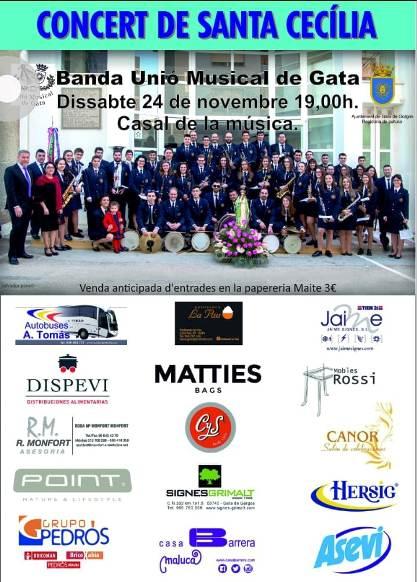 LA BANDA UNÓ MUSICAL DE GATA CELEBRA DIUMENGE A SANTA CECÍLIA. Dijous audició i dissabte concert