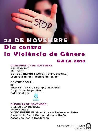 GATA CONTRA LA VIOLÈNCIA DE GÈNERE (Ajuntament i IES): divendres 23, actes i propostes