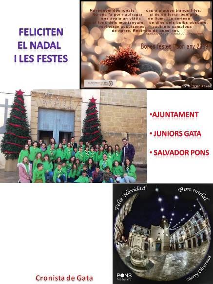 FELICITEN EL NADAL I LES FESTES: AJUNTAMENT DE GATA, JÚNIORS GATA, SALVADOR PONS,