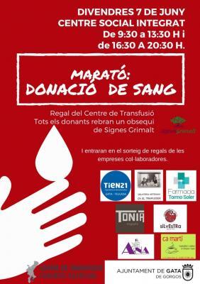 DIVENDRES DIA 7, XV DONACIÓ EXTRAORDINÀRIA DE SANG A GATA