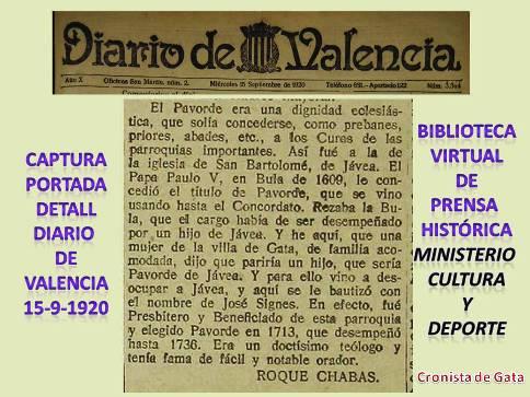 SABIEU? QUE EL PABORDE JOSÉ SIGNES (1668-1736), DE PARES GATERS, EL VA PARIR SA MARE A XÀBIA PER PODER SER-HO EN 1713. HO DESCOBRIM AMB UNA CRÒNICA DE ROC CHABÁS