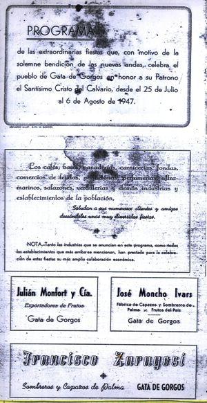 FOTOGRAFIES ANTIGUESI D'ABANS (Gata en el record) -1.863-: NOVES ANDES I PUBLICITATS A UN PROGRAMA ESPECIAL, 1947. *FOTOS DE FESTES*