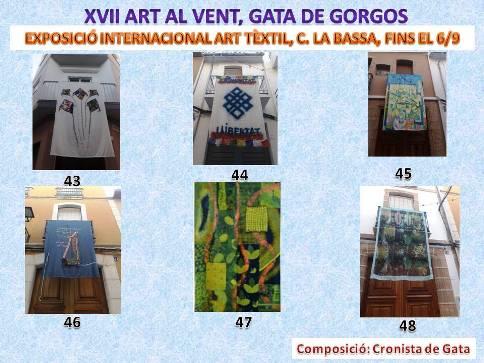 ÚLTIMS DOS DIES: EXPOSICIÓ ART AL VENT 2020, XVII EDICIÓ. GATA DE GORGOS. ACABA DEMÀ DIUMENGE 6/9. MIREM SIS OBRES MÉS: 43, 44, 45, 46, 47 i 48