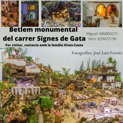 TEMPS DE BETLEMS, ARBRES,: BETLEM MONUMENTAL FAMÍLIA VIVES-COSTA, C/Signes, Gata. Amb quatre recreacions locals
