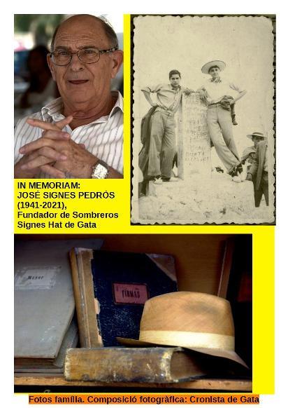 IN MEMORIAM: L'EMPRESA SOMBREROS SIGNES HATS ACOMIADA AL SEU FUNDADOR JOSÉ SIGNES PEDRÓS. Va fundar la fàbrica en 1968