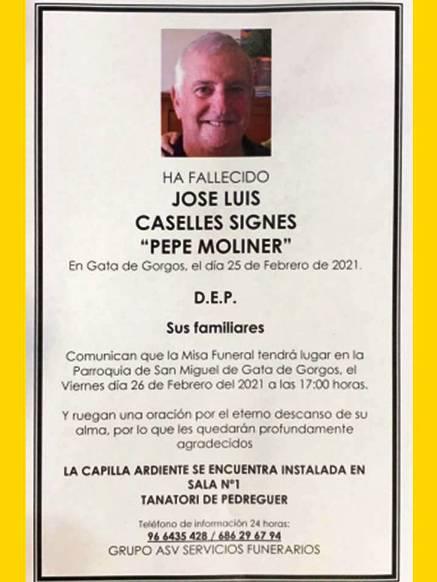 ENS HA DEIXAT JOSÉ LUIS CASELLES SIGNES (PEPE MOLINER), gran aficionat als animals i membre de la penya Amics del cavall
