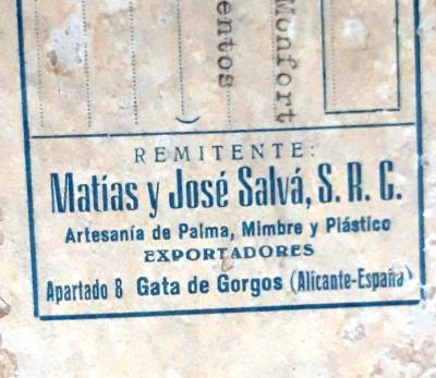 FOTOGRAFIES ANTIGUESI D'ABANS (Gata en el record) -1.874-: ETIQUETA D'UNA INDÚSTRIA ARTESANAL GATERA, ANYS 60 (S.XX)