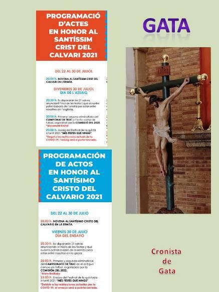 30/7, GATA: PRIMER DIA DE LES MITGES FESTES CONTROLADES, EN HONOR AL SANTÍSSIM CRIST DEL CALVARI. Hui destaquem les 21 salves