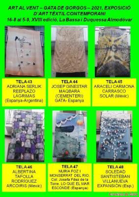 ART AL VENT XVIII, GATA: EXPOSICIÓ ART TÈXTIL. OBRES: 43 A 48. Hui diumenge 5 de setembre és la cloenda. Pujem el carrer la Bassa