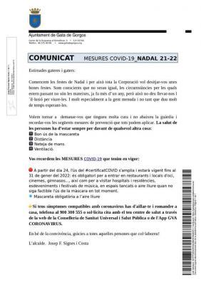 COVID19GATA: COMUNICAT ALCALDIA DE CARA A LES FESTES