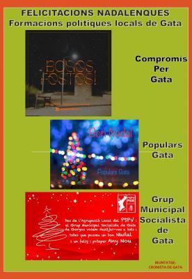 FELICITEN EL NADALELS TRES GRUPS POLÍTICS LOCALS DE GATA (Compromís, PP i PSOE)