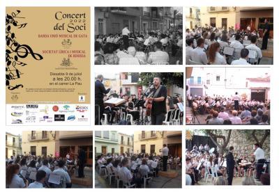 DEMÀ CONCERT DEL SOCI: ACTUEN AL CARRER LA PAU LES BANDES DE BENISSA I GATA. L'any 2015 la banda benissera ja va acompanyar a la gatera; 23 anys de concert del soci pels carrers i places del poble