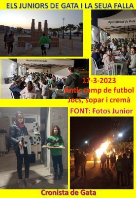 UNES 80 PERSONES PARTICIPEN EN LA NIT FALLERA DELS JUNIORS DE GATA. El gat va ser el ninot indultat. L'escenari central, la catedral de Santiago