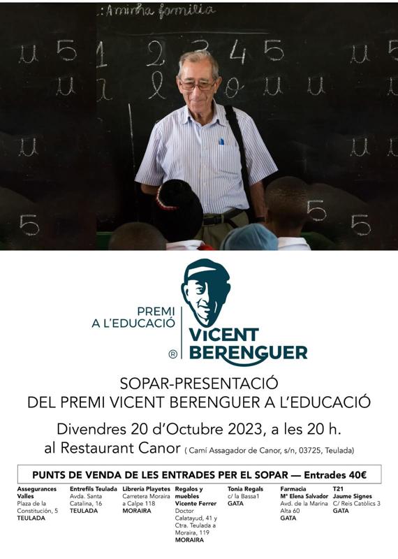 NAIX UN PROJECTE PER CONTINUAR L'OBRA DE VICENT BERENGUER A MOÇAMBIC I ALTRES PARTS DEL MÓN NECESSITADES: El premi a l'educació es presentarà amb un sopar gala el pròxim 20 d'octubre. 