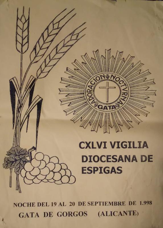 FOTOGRAFIES ANTIGUES...I D'ABANS, DE NO FA MASSA TEMPS (Gata en el record). Foto nº 1904 de la série del Cronista de Gata. Vigília Diocesana d'Espigues, Adoració Nocturna, 1998