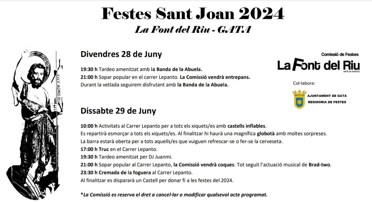 HUI 28 I DEMÀ 29, EL BARRI DE LA FONT DEL RIU FA LES FESTES COMPRIMIDES. Després de l'ajornament del cap de setmana passat