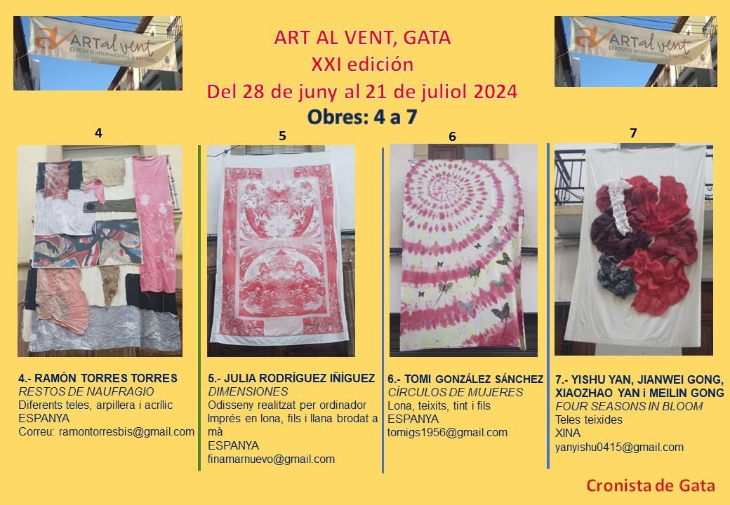 ART AL VENT 21, GATA. MOSTRA INTERNACIONAL D'ART TÈXTIL.  28/6 al 21/7. Mirada Urbana. Teles 4 a 7