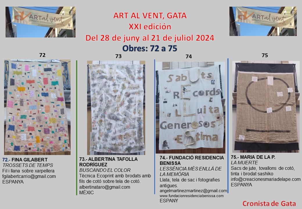 SEGUIM DE PASSEIG PER LA MOSTRA ART AL VENT 2024. Hui coneguem les teles 72 a 75
