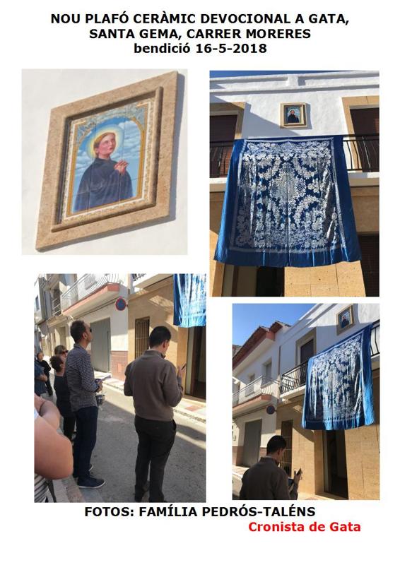 HUI DIA 16 ÉS SANTA GEMA: el carrer Moreres té l'últim plafó ceràmic dels carrers de Gata