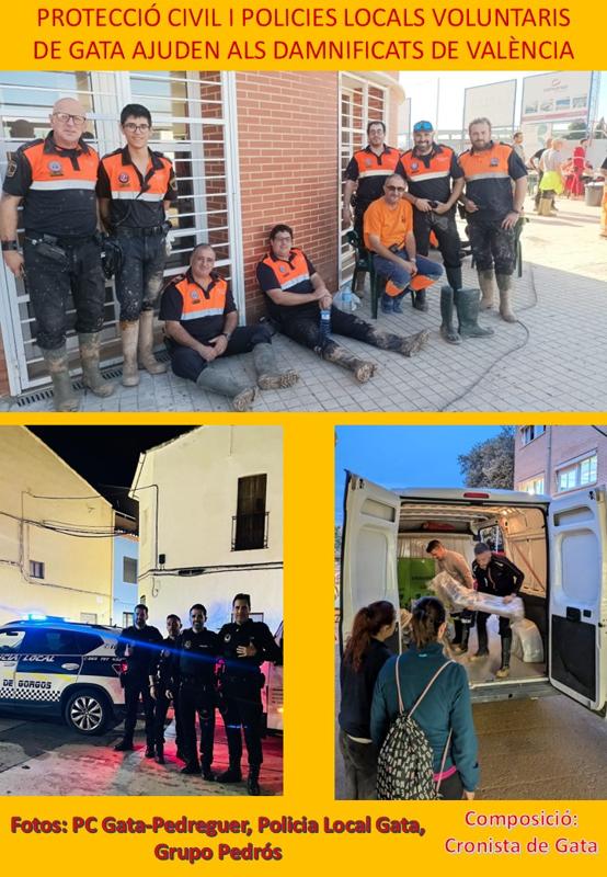 DANA CATASTRÒFICA 2024 A VALÈNCIA: POLICIES LOCALS VOLUNTARIS I PROTECCIÓ CIVIL DE GATA-PEDREGUER A PAIPORTA I ALCÚDIA DE CARLET; GRUPO PEDRÓS, IDA I ALTRES EMPRESES OFEREIXEN LES SEUES FURGONES PLENES DE MATERIAL